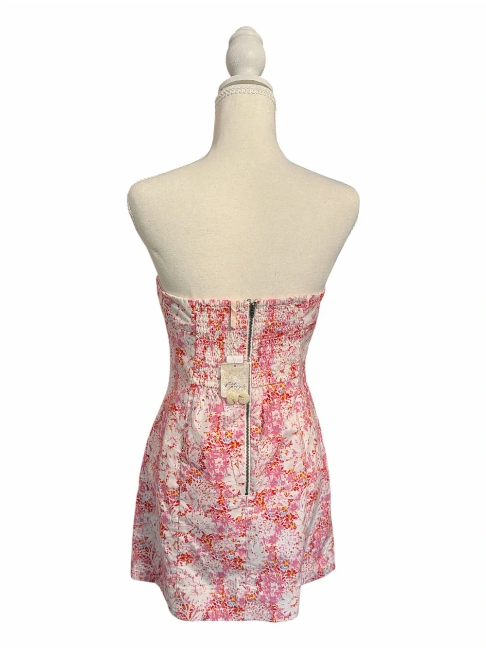 Free People Tomas Mini Dress NWT Strapless Floral Pink Confetti Combo Medium